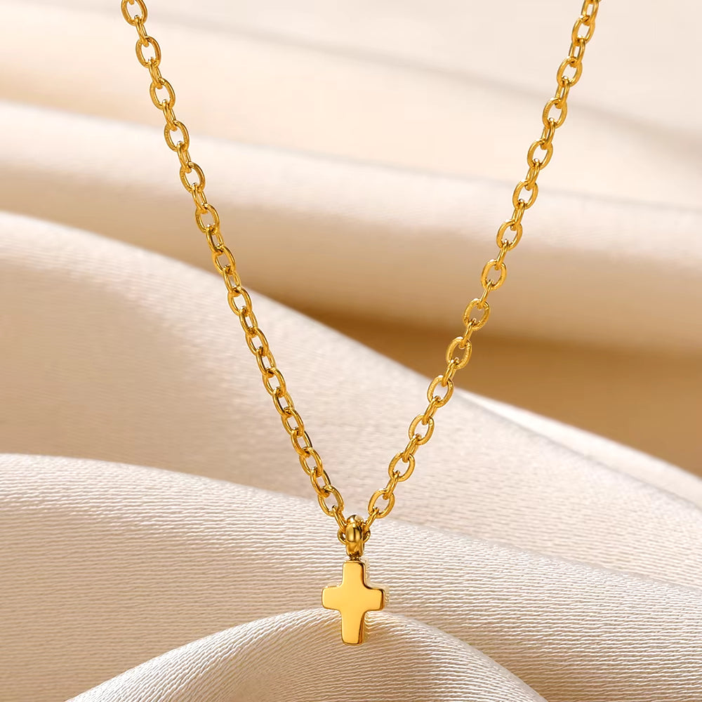 Christian Jesus Cross Necklace for Women Men Stainless Steel Chains Choker Religion Cross Pendants Jewelry Prayer Baptism Gifts