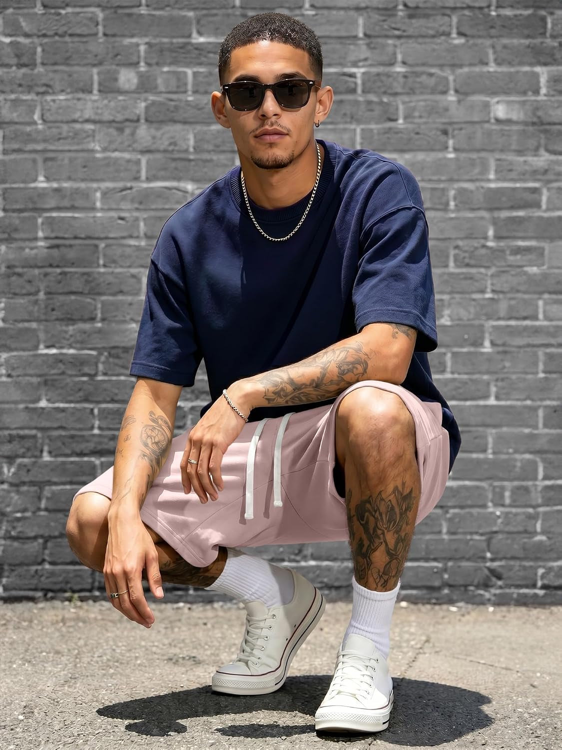 2026 Men'S Baggy Sweat Shorts Lightweight under Knee Casual Drawstring Y2K Shorts Loose Fit Gym Shorts