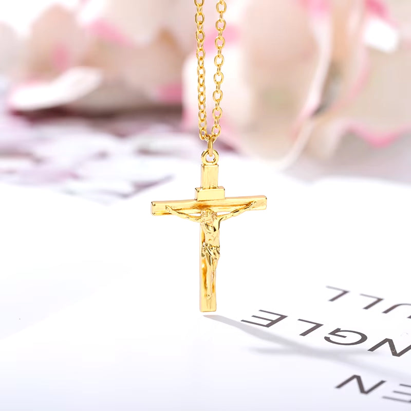 Christian Jesus Cross Necklace for Women Men Stainless Steel Chains Choker Religion Cross Pendants Jewelry Prayer Baptism Gifts