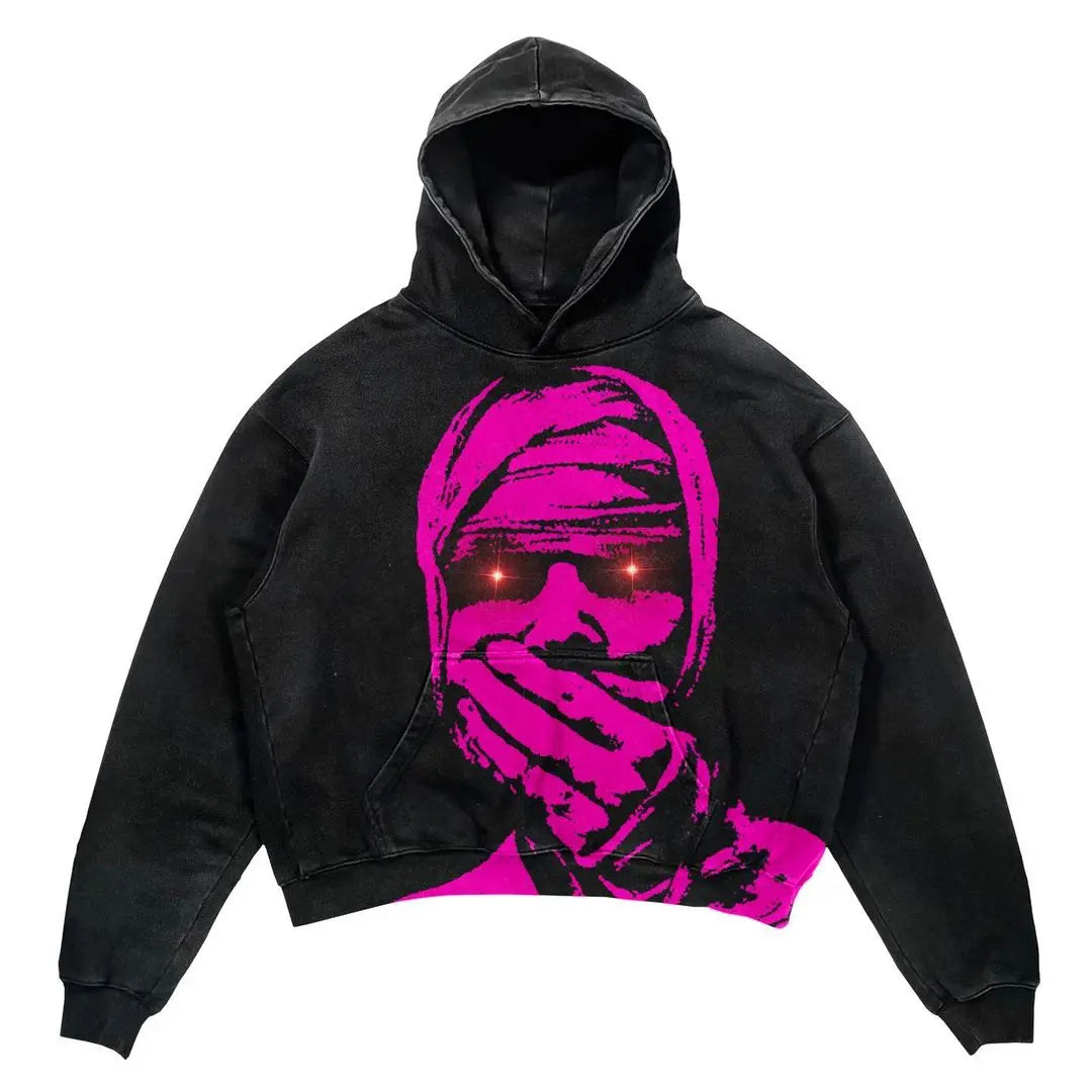 New Street Gothic Casual Letter Blast Print Pattern Men Clothing Fashion Hoodie Harajuku Retro Y2K Hoodie Sweatshirt