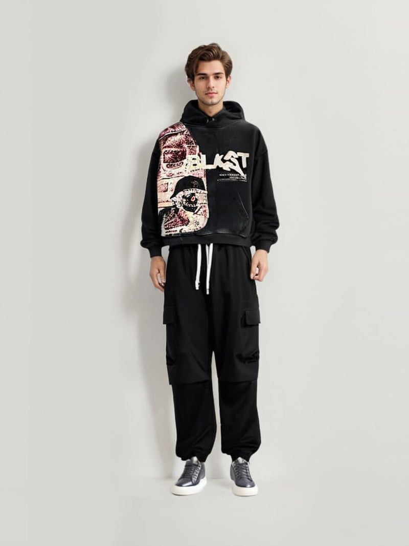 Retro Y2K Hoodie Gothic Casual Alphabet Blast Print Pattern Skull Fashion Hoodie Men Harajuku Men Clothing