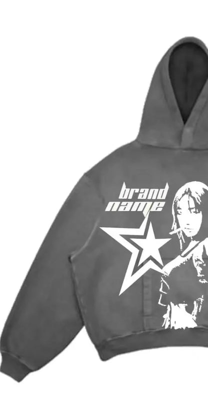 New Street Gothic Casual Letter Blast Print Pattern Men Clothing Fashion Hoodie Harajuku Retro Y2K Hoodie Sweatshirt