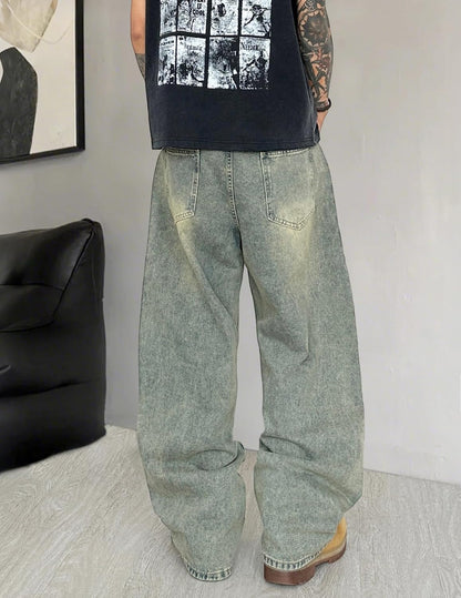 Mens Wide Leg Jeans Super Baggy Pants Y2K Loose Fit Denim Jeans Skater Trousers Streetwear