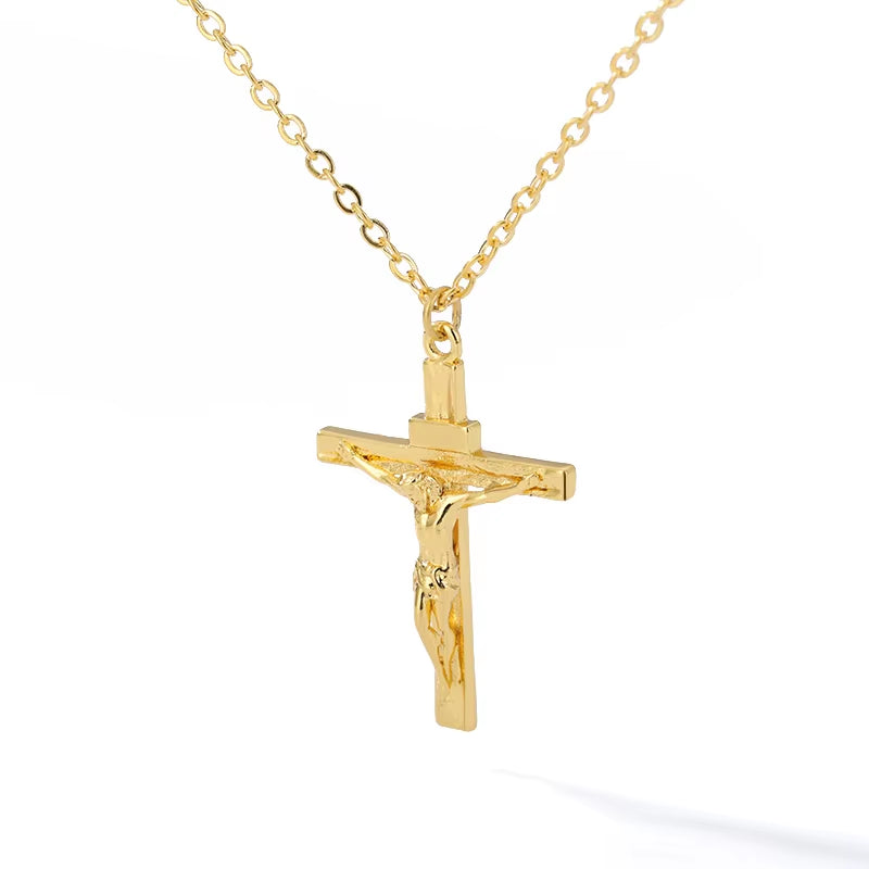 Christian Jesus Cross Necklace for Women Men Stainless Steel Chains Choker Religion Cross Pendants Jewelry Prayer Baptism Gifts