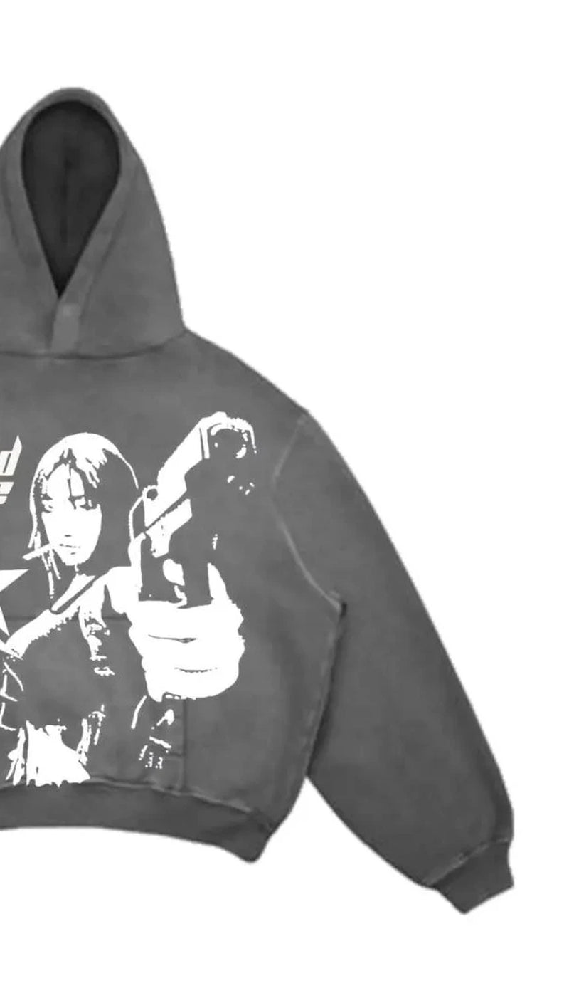 New Street Gothic Casual Letter Blast Print Pattern Men Clothing Fashion Hoodie Harajuku Retro Y2K Hoodie Sweatshirt