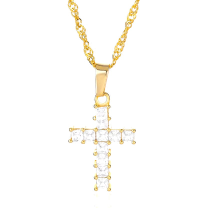 Christian Jesus Cross Necklace for Women Men Stainless Steel Chains Choker Religion Cross Pendants Jewelry Prayer Baptism Gifts