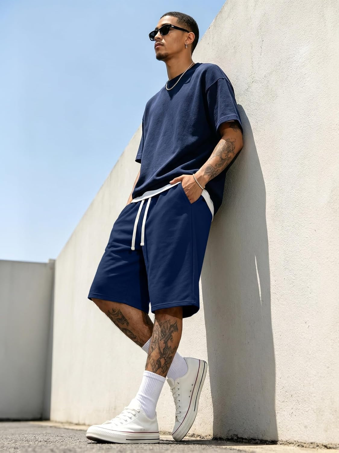 2026 Men'S Baggy Sweat Shorts Lightweight under Knee Casual Drawstring Y2K Shorts Loose Fit Gym Shorts