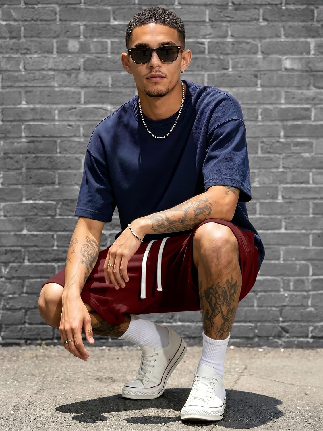 2026 Men'S Baggy Sweat Shorts Lightweight under Knee Casual Drawstring Y2K Shorts Loose Fit Gym Shorts