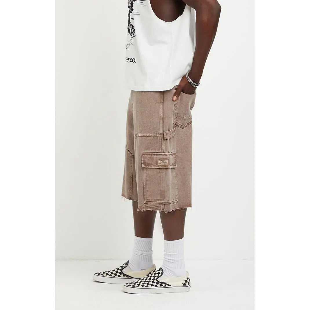 Pacsun Men'S Austin Extreme Baggy Jean Shorts Cargo Brown