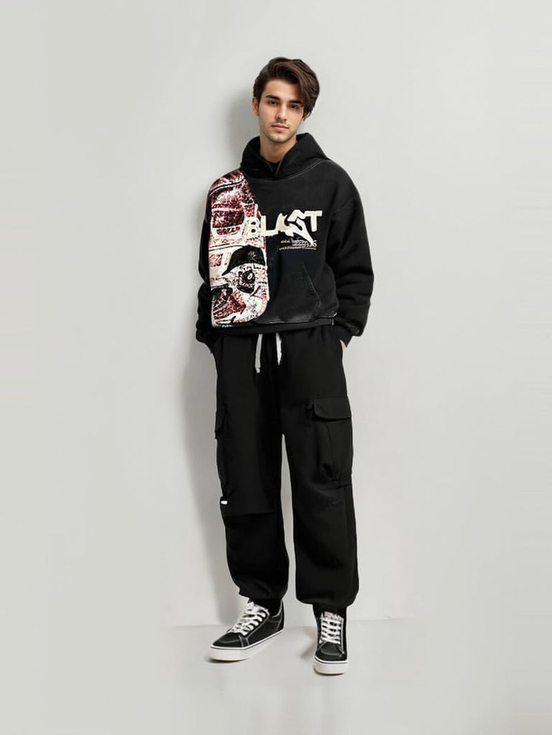 Retro Y2K Hoodie Gothic Casual Alphabet Blast Print Pattern Skull Fashion Hoodie Men Harajuku Men Clothing