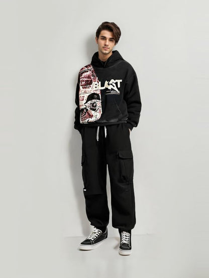 Retro Y2K Hoodie Gothic Casual Alphabet Blast Print Pattern Skull Fashion Hoodie Men Harajuku Men Clothing