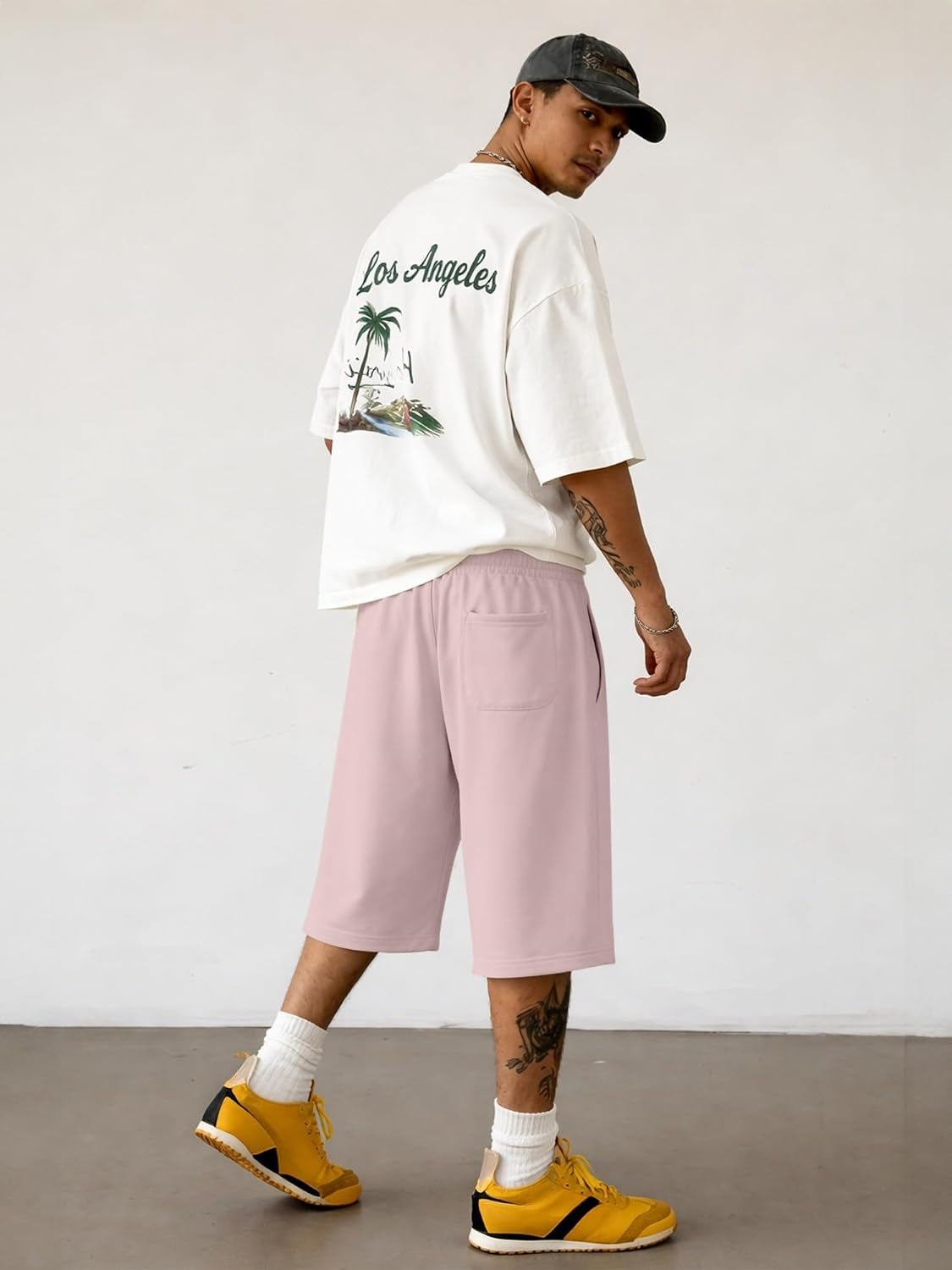 2026 Men'S Baggy Sweat Shorts Lightweight under Knee Casual Drawstring Y2K Shorts Loose Fit Gym Shorts