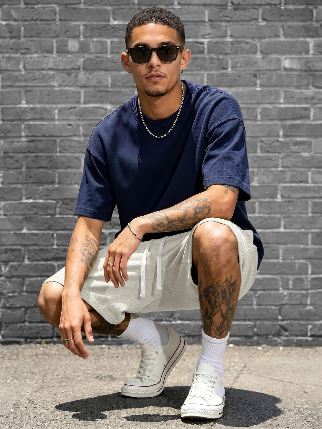 2026 Men'S Baggy Sweat Shorts Lightweight under Knee Casual Drawstring Y2K Shorts Loose Fit Gym Shorts