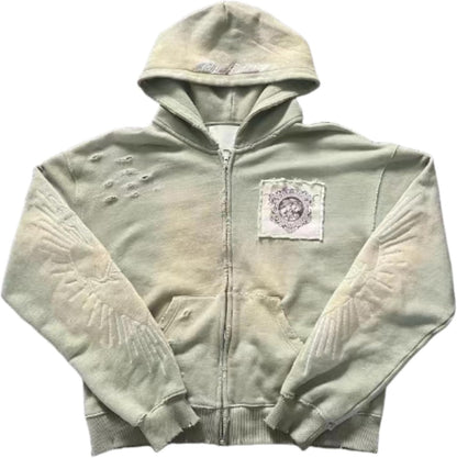 Y2K Grunge Zip up Hoodie Women Men Oversized Emo Goth 2000S Graphic Hoodie Streetwear Jacket Fall Baggy Sweatshirts
